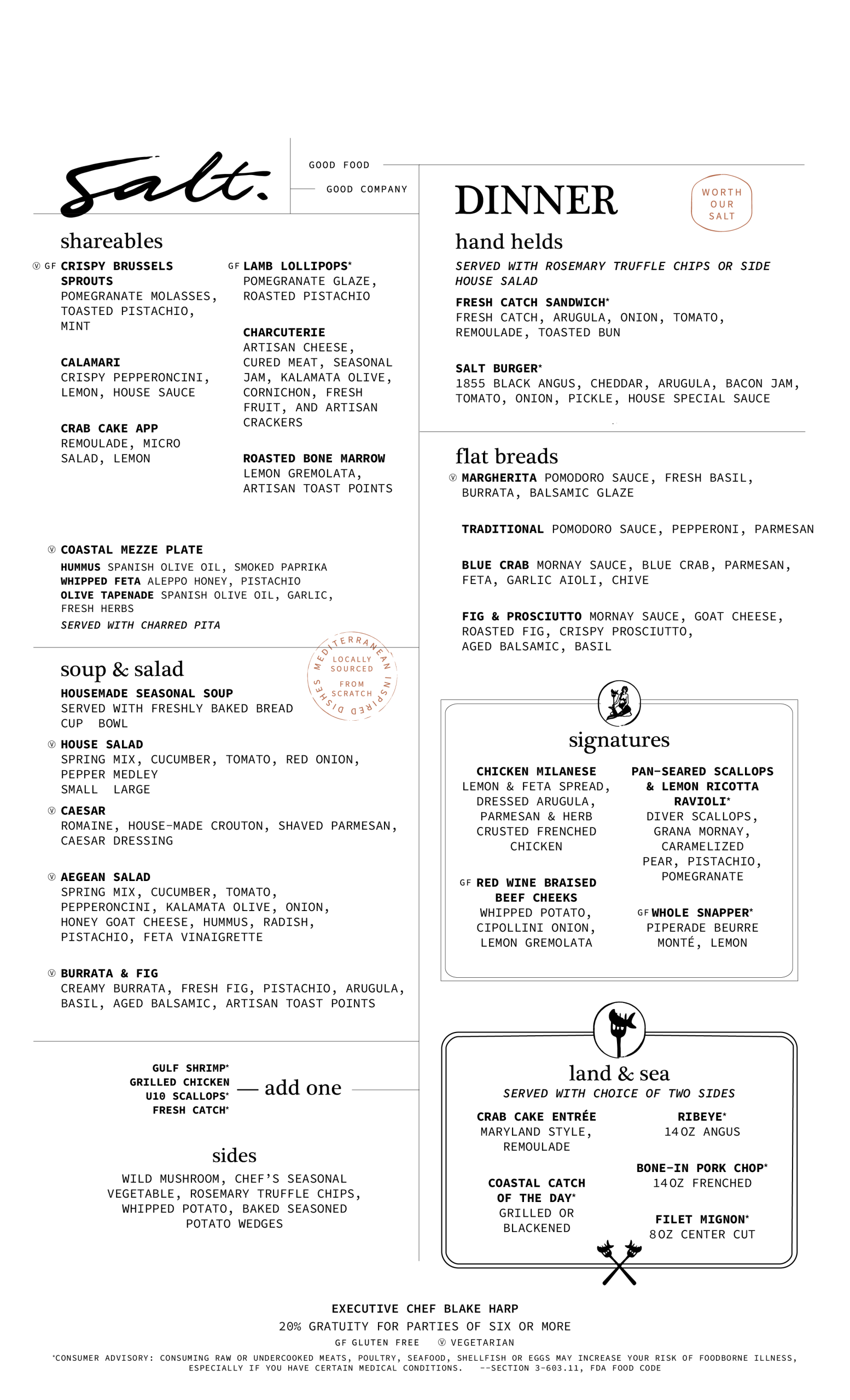 Salt Dinner Menu
