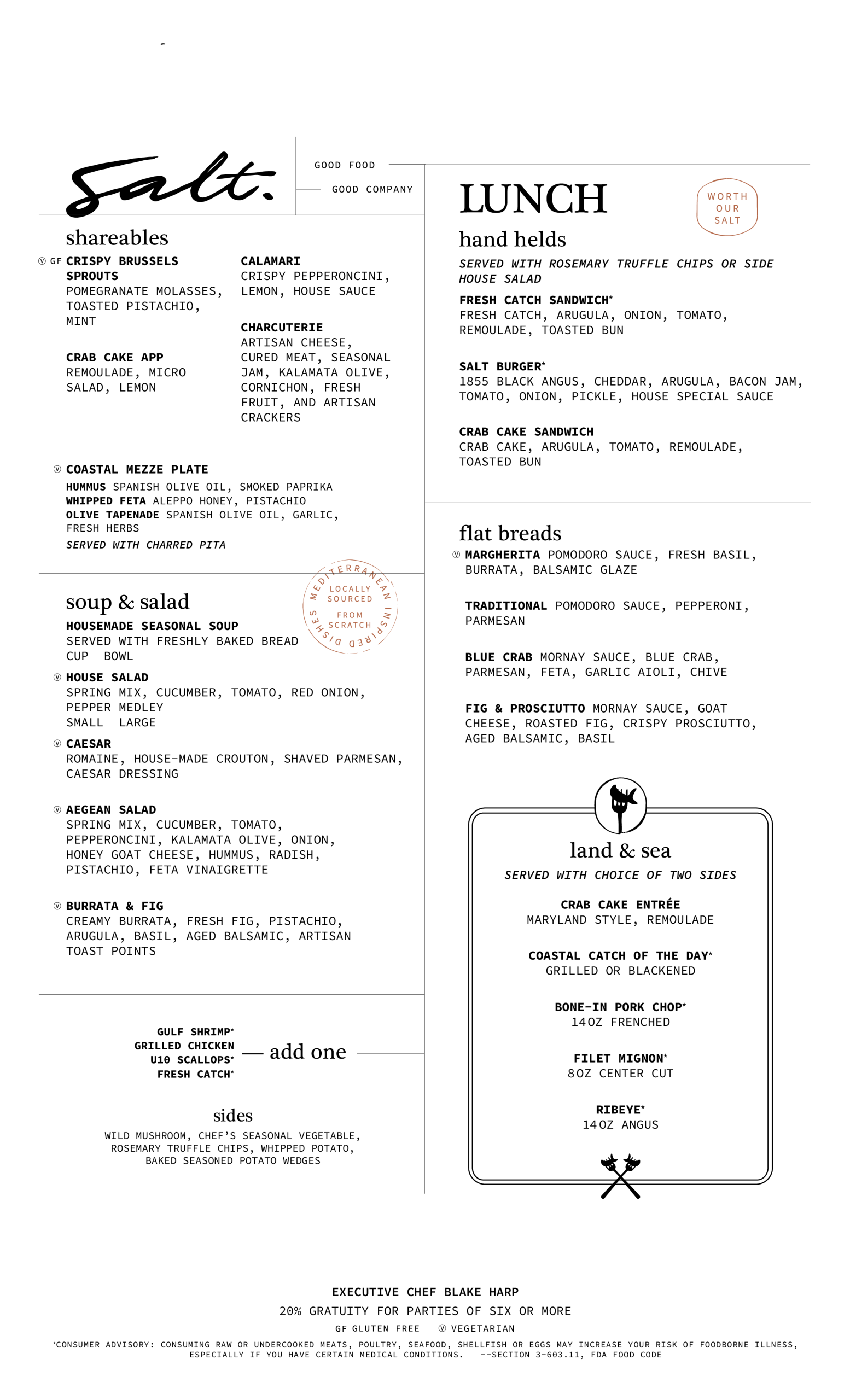 Salt Lunch Menu